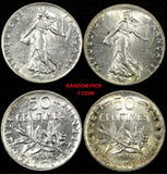 FRANCE Silver 1918 50 Centimes aUNC/UNC KM# 854 RANDOM PICK (1 Coin)  (24 702)
