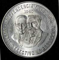 MEXICO Silver 1960 Mo 10 Pesos War of Independence 40mm ;28,88g. UNC  KM# 476(2)
