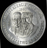 MEXICO Silver 1960 Mo 10 Pesos War of Independence 40mm ;28,88g. UNC  KM# 476(2)