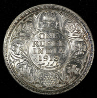 India-British George V Silver 1918 (C) Rupee Calcutta Mint KM# 524 (27 326)