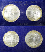 HUNGARY Silver  MAGYAR NEMZETI BANK SET 1974  50 Forint ,100 Forint  KM# 601,603
