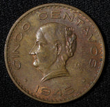 Mexico Bronze 1945 5 Centavos Josefa Ortiz de Domínguez KM# 424 (27 427)