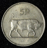 Ireland Republic Copper-Nickel 1970 5 Pence Bull large type KM# 22 (28 679)