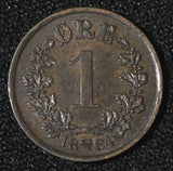 NORWAY Oscar II Bronze 1884 1 ORE Norwegian Lion KM# 352 (30 081)
