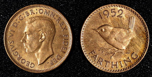 Great Britain George VI Bronze 1952  Farthing UNC KM# 867 (27 640)