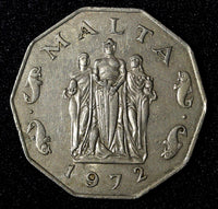 MALTA Copper-Nickel 1972 50 Cents Great Siege Monument KM# 12 (27 963)