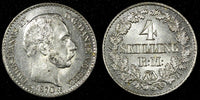 DENMARK Christian IX Silver 1870 CS 4 Skilling Rigsmont ch.UNC  KM# 775.2 (722)