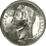 Venezuela Silver 1945 1 Bolivar WWII  US Mint 1 Year Type NGC MS64 Y# 22a (011)
