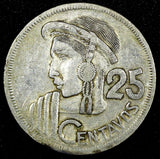 Guatemala Silver 1958 25 Centavos Mintage-394 361 27mm Toned KM# 258 (24 645)