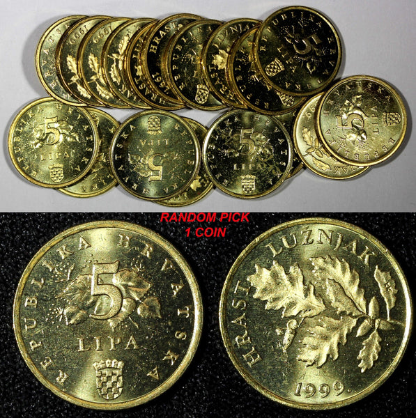 CROATIA Brass Plated Steel 1999 5 Lipa  UNC KM# 5 RANDOM PICK (1 Coin) (861)