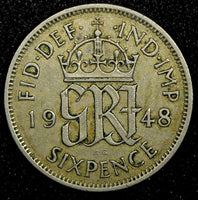 Great Britain George VI Copper-Nickel 1949 6 Pence KM# 875 (24 241)