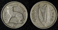 Ireland Republic Copper-Nickel 1948 3 Pence HARE KEY DATE KM# 12a (28 028)