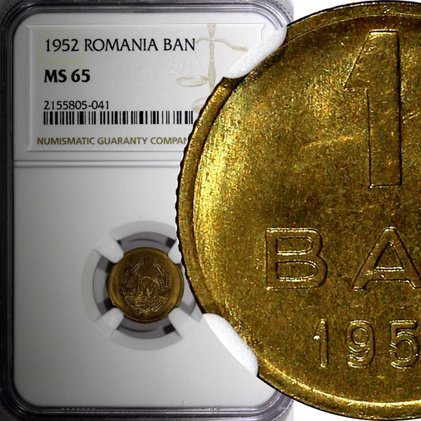 ROMANIA 1952 1 Ban NGC MS65 1 YEAR TYPE GEM BU KM# 81.1 (041)