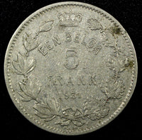 BELGIUM Albert I 1931 5 Francs Position A  31mm  KM# 97.1   (24 858)