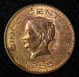 Mexico Bronze 1955 5 Centavos Josefa Ortiz de Domínguez KM# 424 (28 007)