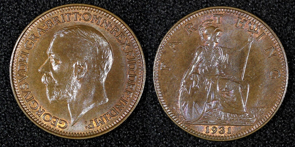 Great Britain George V Bronze 1931 Farthing UNC KM# 825 (27 985)