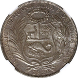 PERU Silver 1930 1 Sol Lima Mint Large Letters NGC MS62 SCARCE DATE KM#218.2 (5)