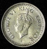 India-British George VI Silver 1943 (B) 1/2 Rupee Bombay UNC Toned KM# 552 (825)