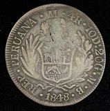 PERU Silver 1848 LIMA MB 4 Reales Liberty AR-0.9 Toned KM# 151.3 (30 015)