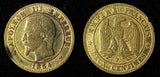 FRANCE Napoleon III 1854 W  2 Centimes 	Lille Mint VF KM# 776.7  (27 617)
