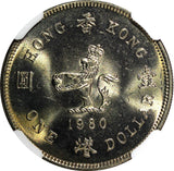 Hong Kong Elizabeth II 1980 $1.00  Dollar NGC MS65 GEM BU KM# 43 (13)