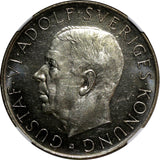 SWEDEN Silver 1952 ST 5 Kronor NGC MS63 70th Birthday Gustaf VI KM# 828 (09)