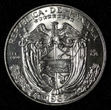 Panama Vasco Núñez de Balboa Silver (.900)  1962 1/4 Balboa GEM BU KM#11.2 (54)