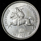 Lithuania Silver 1925 5 Litai  One Year Type. aUNC KM# 78 (27 843)