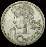 Guatemala Silver 1955 25 Centavos Mintage-408,574 27mm KM# 258 (24 643)