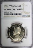 PANAMA PROOF 1974  1/2 Balboa Mintage-18,000 NGC PF67 ULTRA CAMEO KM# 12b (41)