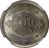 PORTUGAL Carlos I Copper-Nickel 1900 100 Reis 1 YEAR TYPE NGC MS63 KM# 546 (8)