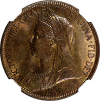 GREAT BRITAIN Victoria Bronze 1901 1/2 Penny NGC MS64 BN TONING KM# 789 (017)