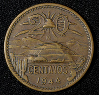 Mexico ESTADOS UNIDOS MEXICANOS Bronze 1944 20 Centavos  KM# 439 (27 585)