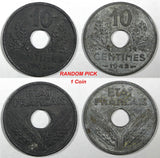 FRANCE Zinc 1942 10 Centimes WWII Issue XF+ KM# 898 RANDOM PICK (1 Coin) (939)