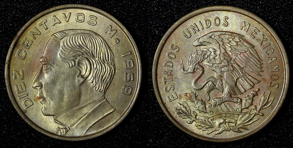 Mexico Brass 1959 10 Centavos Benito Juárez KM# 433 (27 853)