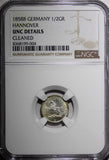 German States HANNOVER Silver 1858 B 1/2 Groschen NGC UNC DETAILS KM# 235 (004)