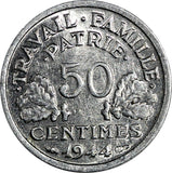 France  Aluminum 1944 50 Centimes WWII Issue BETTER DATE BU KM# 914.1 (15 293)
