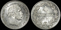 DENMARK Christian IX Silver 1871 CS 4 Skilling Rigsmont ch.UNC  KM# 775.2 (721)