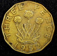 Great Britain George VI 1952 3 Pence  KM# 873 (24 182)