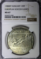 HUNGARY 1988 BP 100 Forint NGC MS67 Europe Football Championship KM# 665 (40)