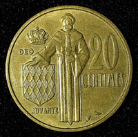 MONACO Rainier III 1962 20 Centimes PARIS Mint KM# 143 (28 081)