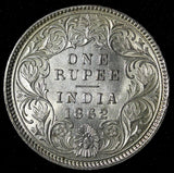 India-British Victoria Silver 1862 (B) Rupee Better Date aUNC KM# 473.1 (28 301)