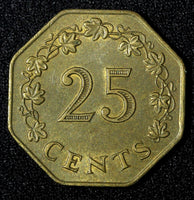MALTA 1975  25 Cents 1st Anniversary - Republic of Malta aUNC KM# 29 (27 962)