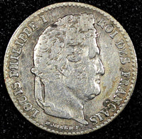 FRANCE Louis Philippe I Silver 1843 B  1/4 Franc Rouen Mint Toned KM# 740.2 (78)