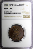 Denmark Christian IX Bronze 1906 5 Øre NGC MS62 BN KM# 794.2 (009)