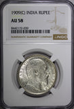 India-British Edward VII Silver 1909(C) Rupee Silver (.917) NGC AU58 KM# 508 (9)