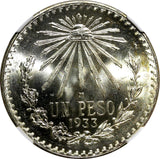 Mexico ESTADOS UNIDOS MEXICANOS Silver 1933 M Peso NGC MS65 BU KM# 455 (034)