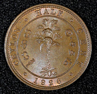 Ceylon George V Copper 1926 1/2 Cent UNC  KM# 106 (27 980)