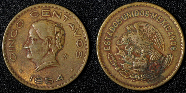 Mexico Bronze 1954 5 Centavos KM# 424  (27 924)