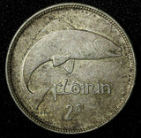 Ireland Republic Silver 1928 Florin 1st Year Type Salmon 28.5 mm KM# 7 (28 379 )